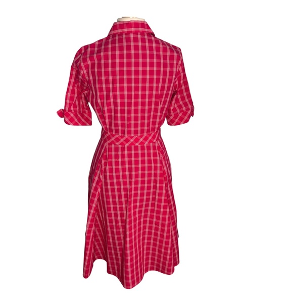 NWOT Calvin Klein Red White Plaid Gingham Cotton Dress - Picture 3 of 15
